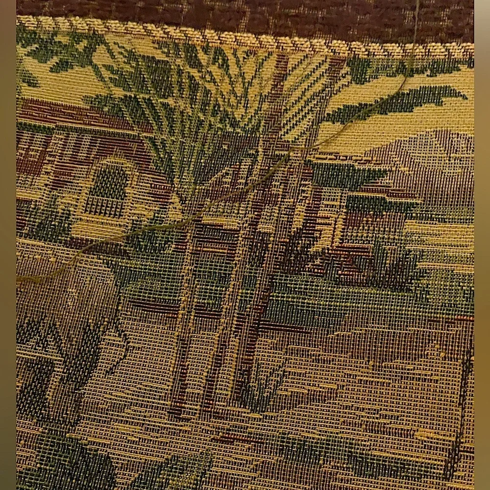 Vintage Chenille Monkeys & Elephants Heavy Tapestry Fabric in Green & Brown